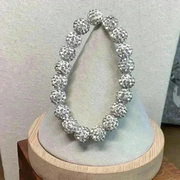 Silver Rhinestone Sparkling Beaded Bracelet - Picture 1 of 3
